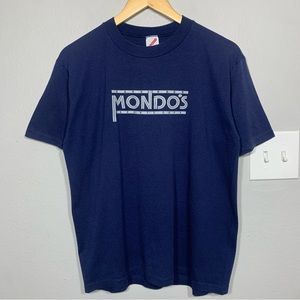 Vintage 80s Mondo’s Sports Cafe‎ Navy Blue Single Stitch Tee Size Large
